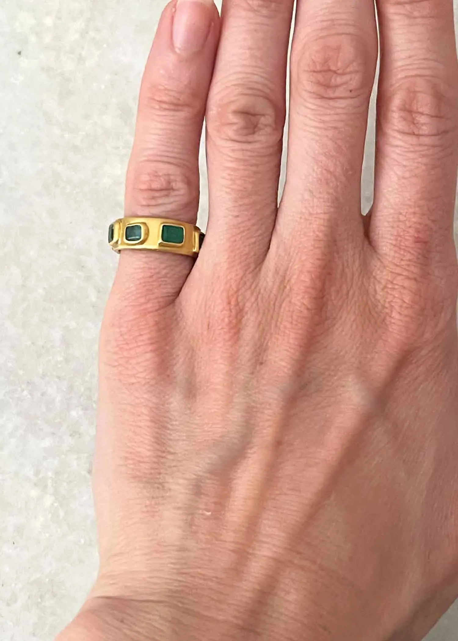 Heike Rectangular Columbian Emerald Ring