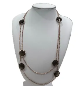 Ippolita Rock Candy Rose Gold 6 Stone Smoke Quartz Necklace