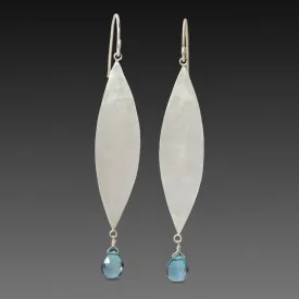 Large Single Leaf Earrings with Gem Drops