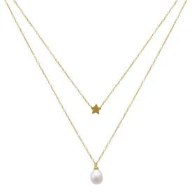 Layered Freshwater Baroque Pearl Necklace gold