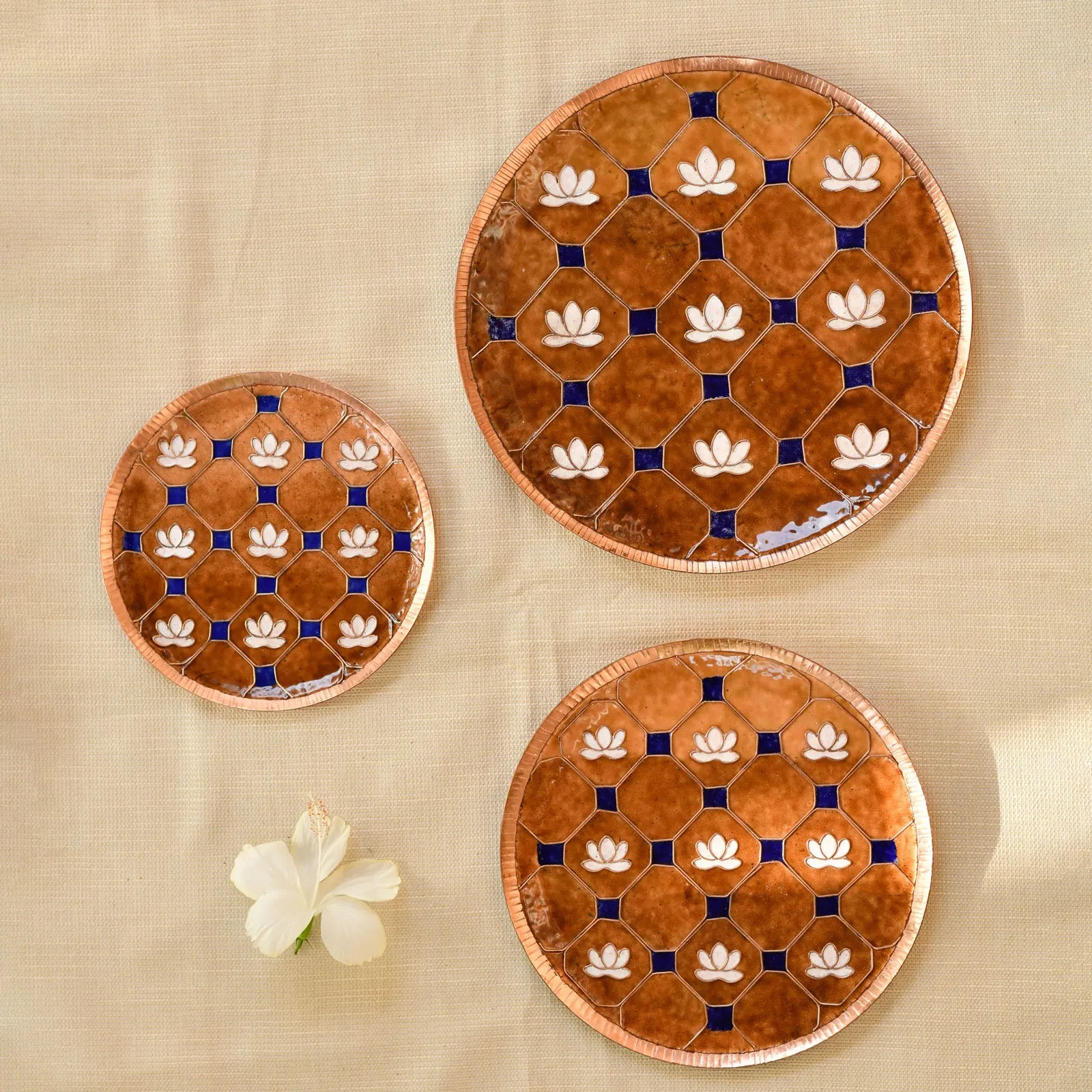 Lotus in Latticed Pattern Brown Decorative Copper Wallplate