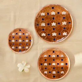 Lotus in Latticed Pattern Brown Decorative Copper Wallplate