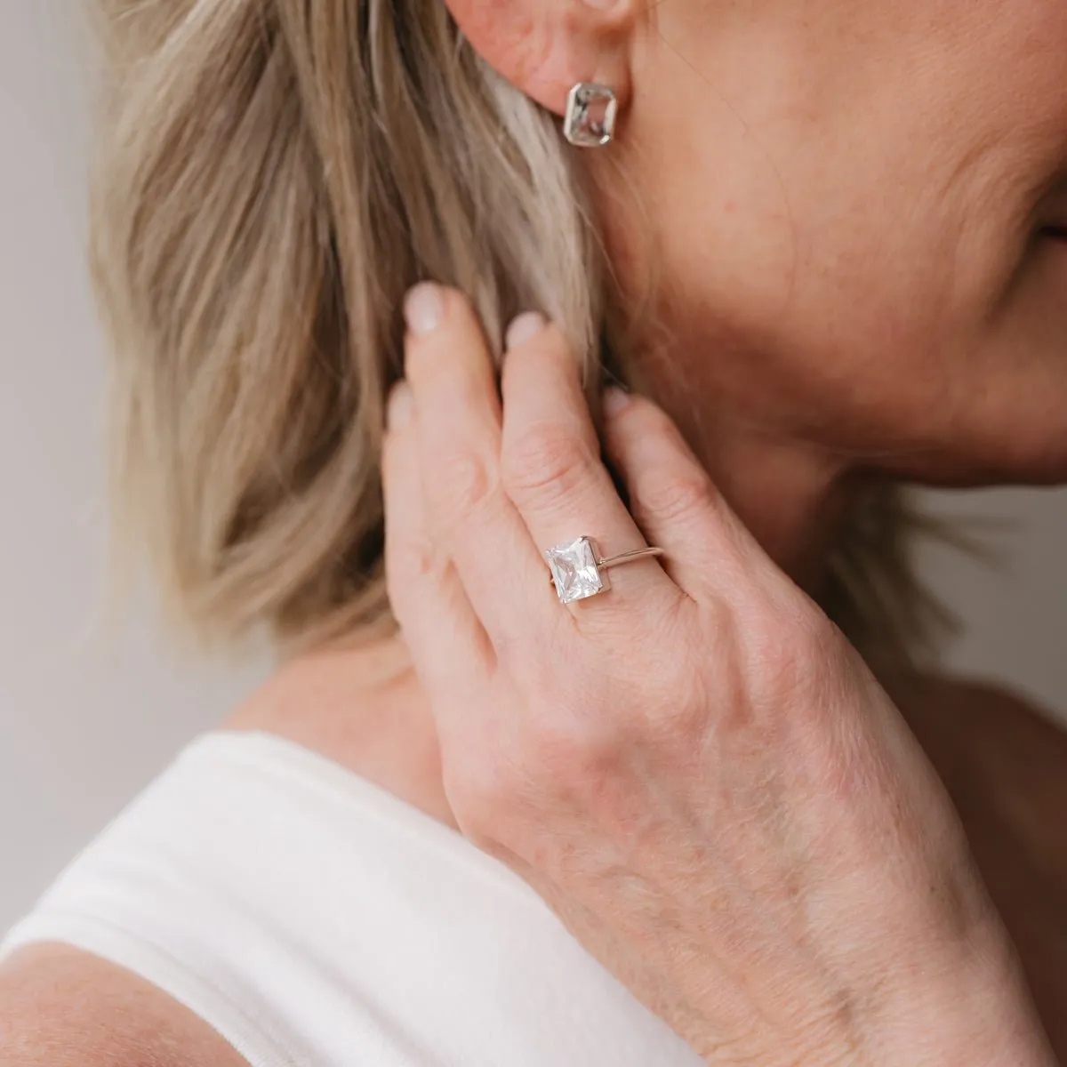 LOVE VINTAGE SOLITAIRE RING - CUBIC ZIRCONIA & SILVER