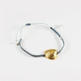 Master clam - macrame bracelet - silver 925 - gold plated - light blue