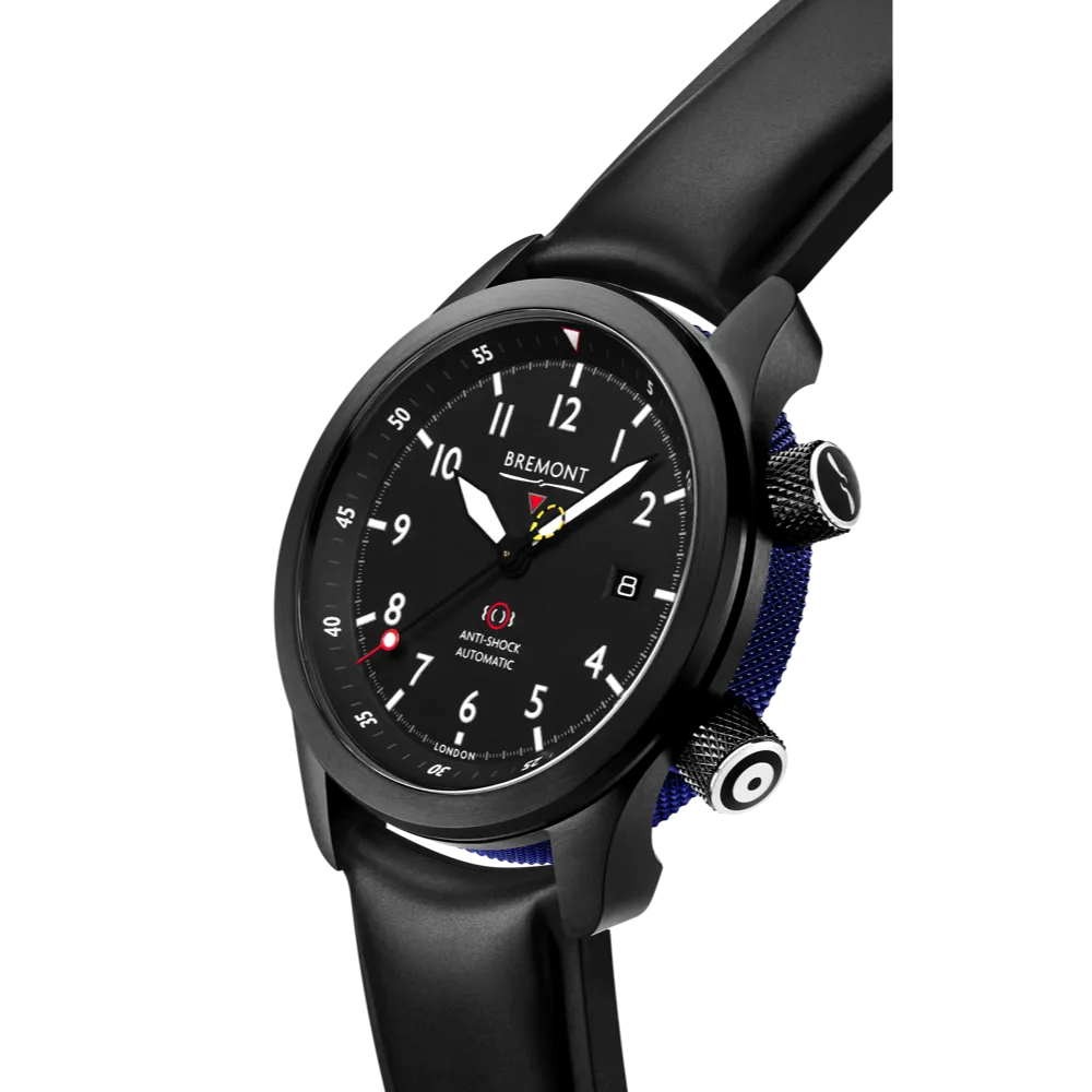 MBII Custom DLC, Black Dial with Blue Barrel & Open Case Back