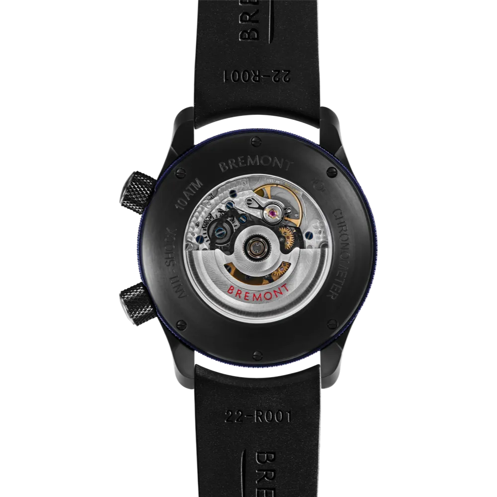 MBII Custom DLC, Black Dial with Blue Barrel & Open Case Back