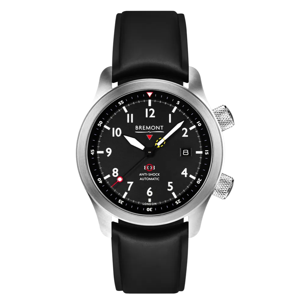 MBII Custom Stainless Steel, Black Dial with Blue Barrel & Closed Case Back