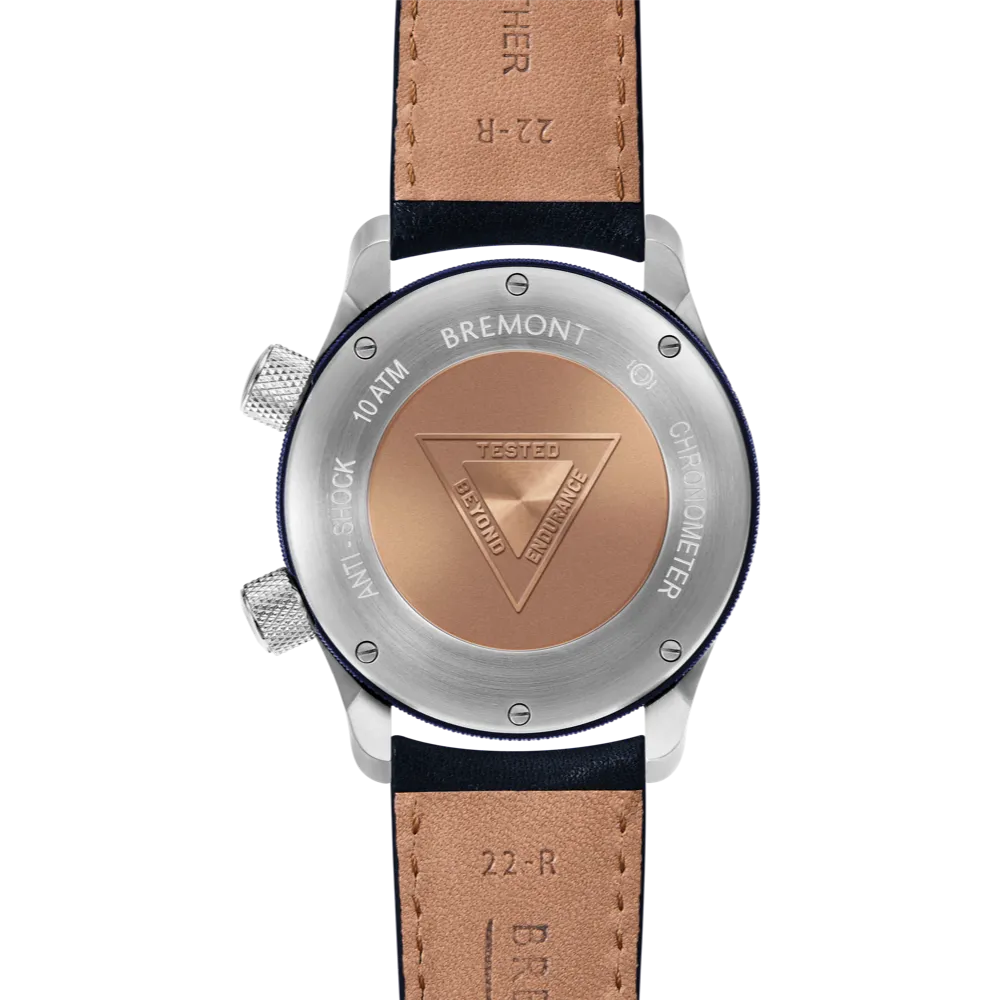MBII Custom Stainless Steel, Black Dial with Blue Barrel & Closed Case Back