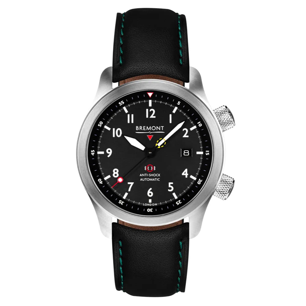 MBII Custom Stainless Steel, Black Dial with Blue Barrel & Closed Case Back