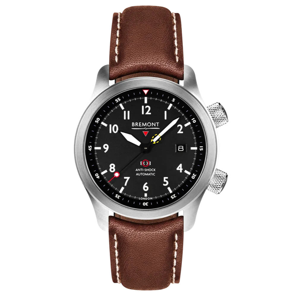 MBII Custom Stainless Steel, Black Dial with Blue Barrel & Closed Case Back