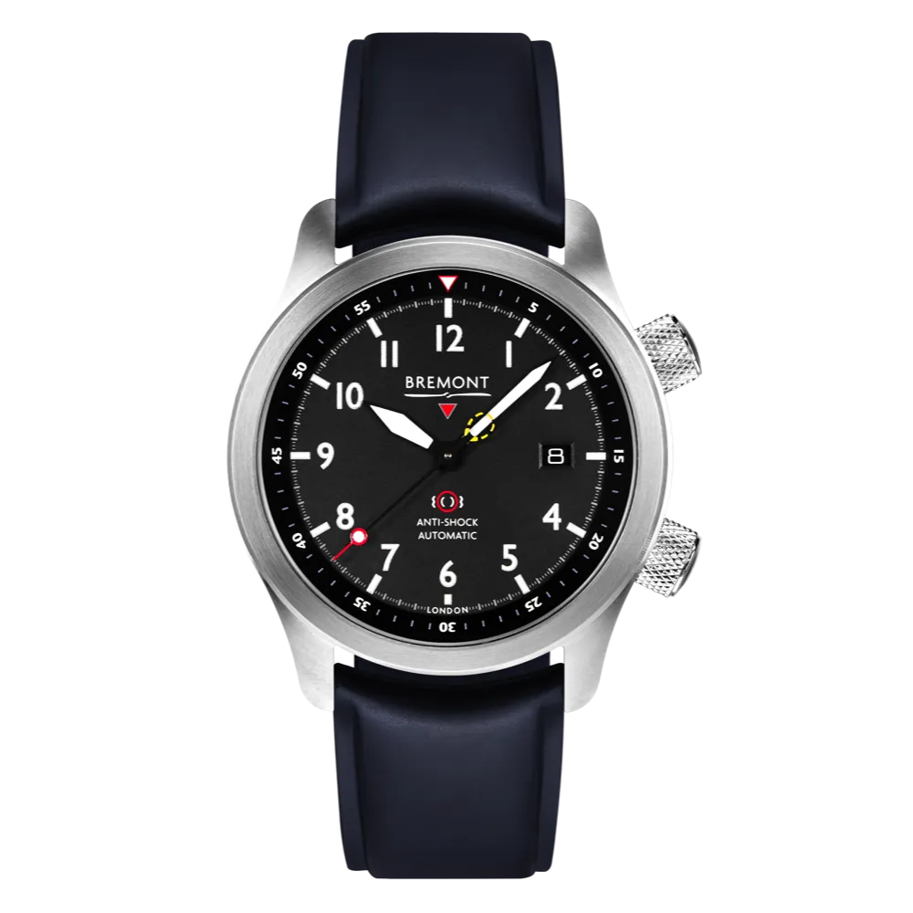 MBII Custom Stainless Steel, Black Dial with Blue Barrel & Closed Case Back