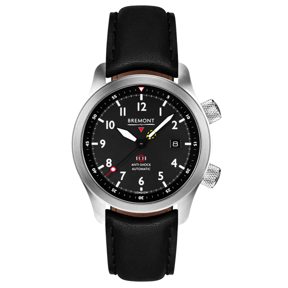 MBII Custom Stainless Steel, Black Dial with Blue Barrel & Closed Case Back