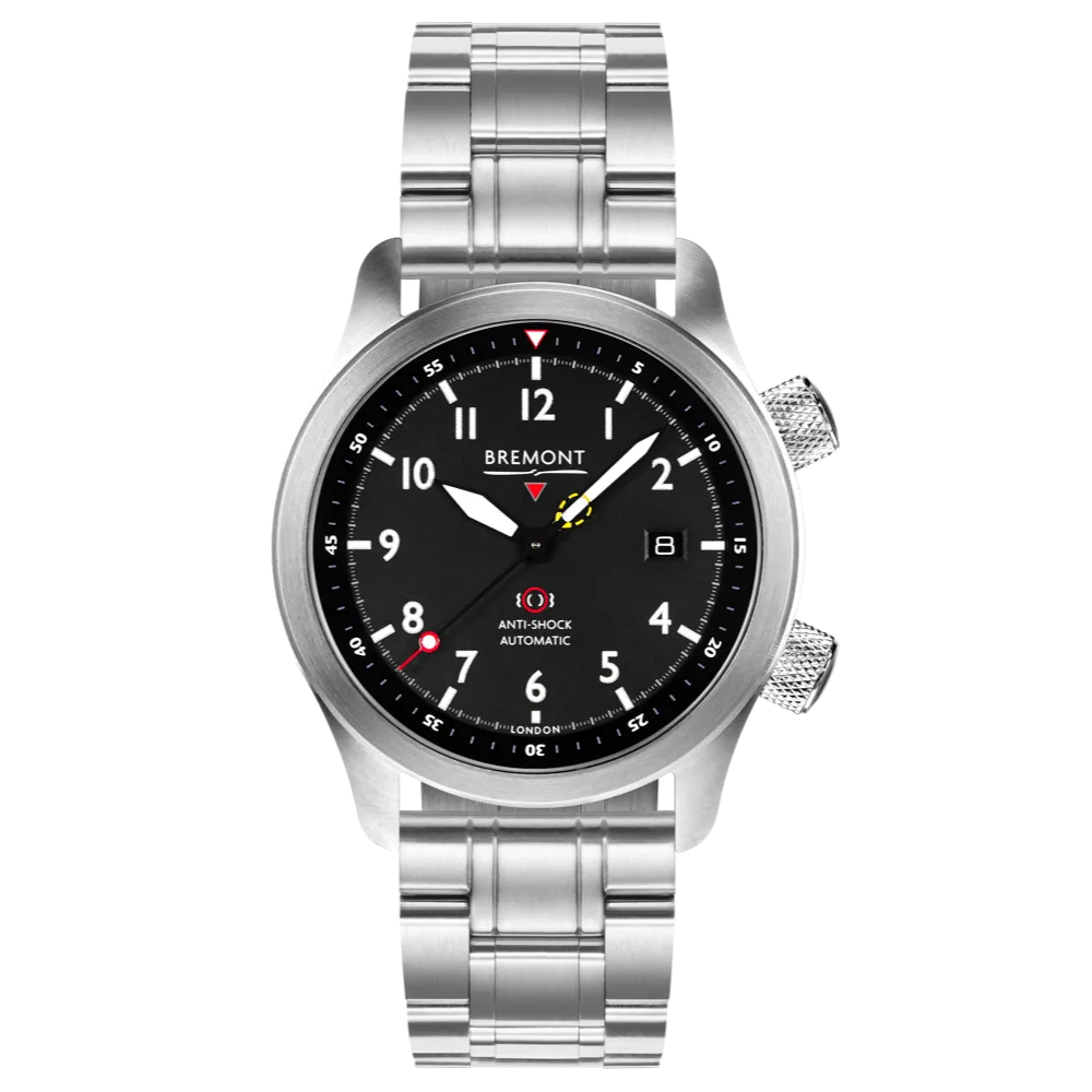 MBII Custom Stainless Steel, Black Dial with Blue Barrel & Closed Case Back