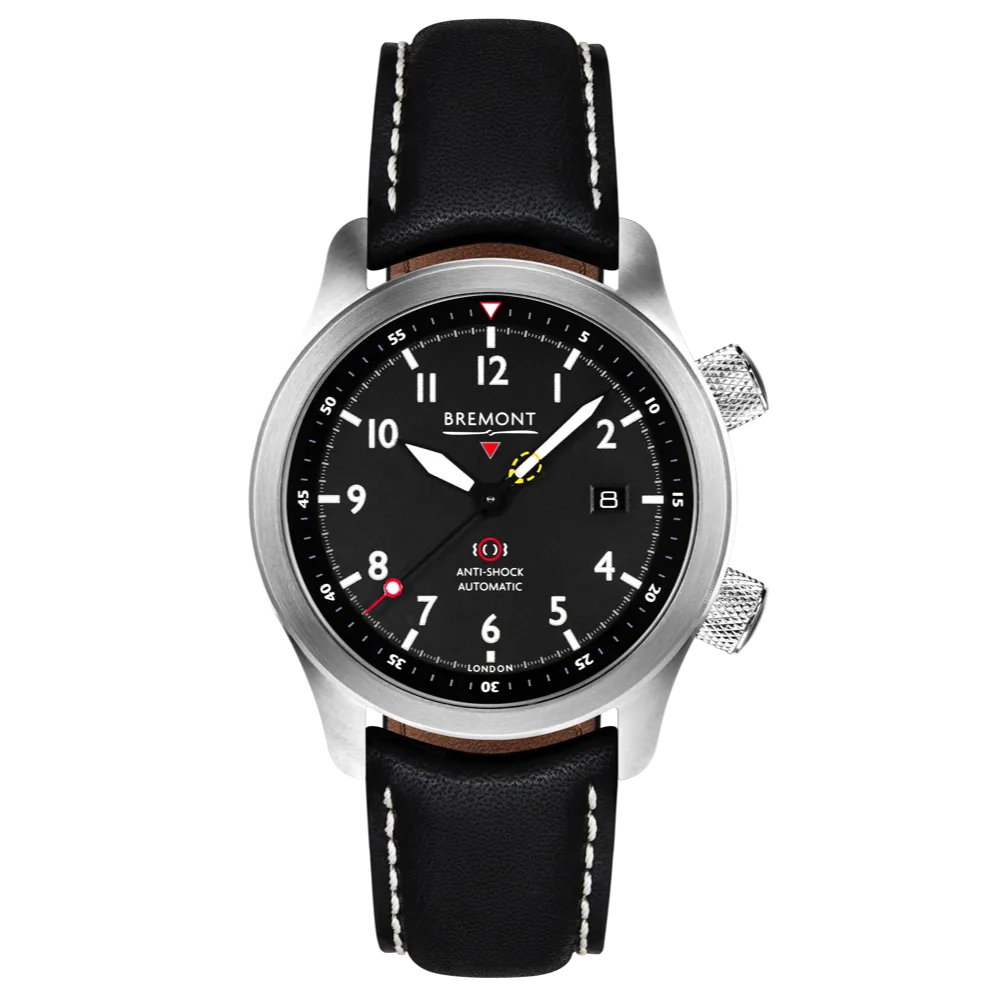 MBII Custom Stainless Steel, Black Dial with Blue Barrel & Closed Case Back
