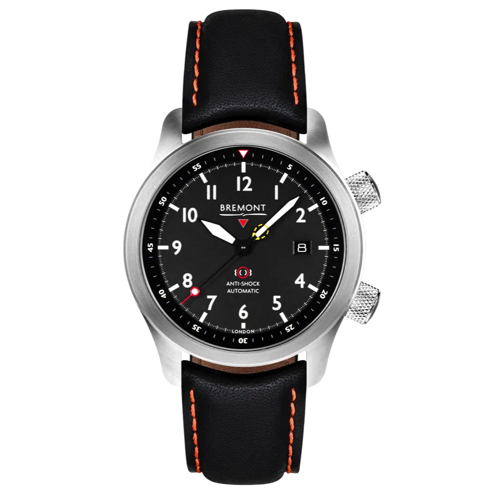 MBII Custom Stainless Steel, Black Dial with Blue Barrel & Closed Case Back