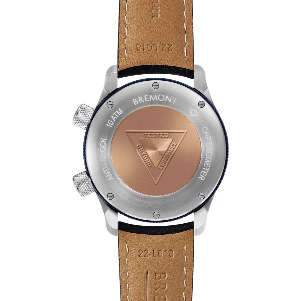 MBII Custom Stainless Steel, Black Dial with Blue Barrel & Closed Case Back