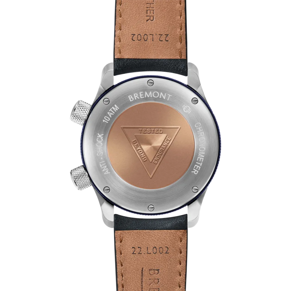 MBII Custom Stainless Steel, Black Dial with Blue Barrel & Closed Case Back