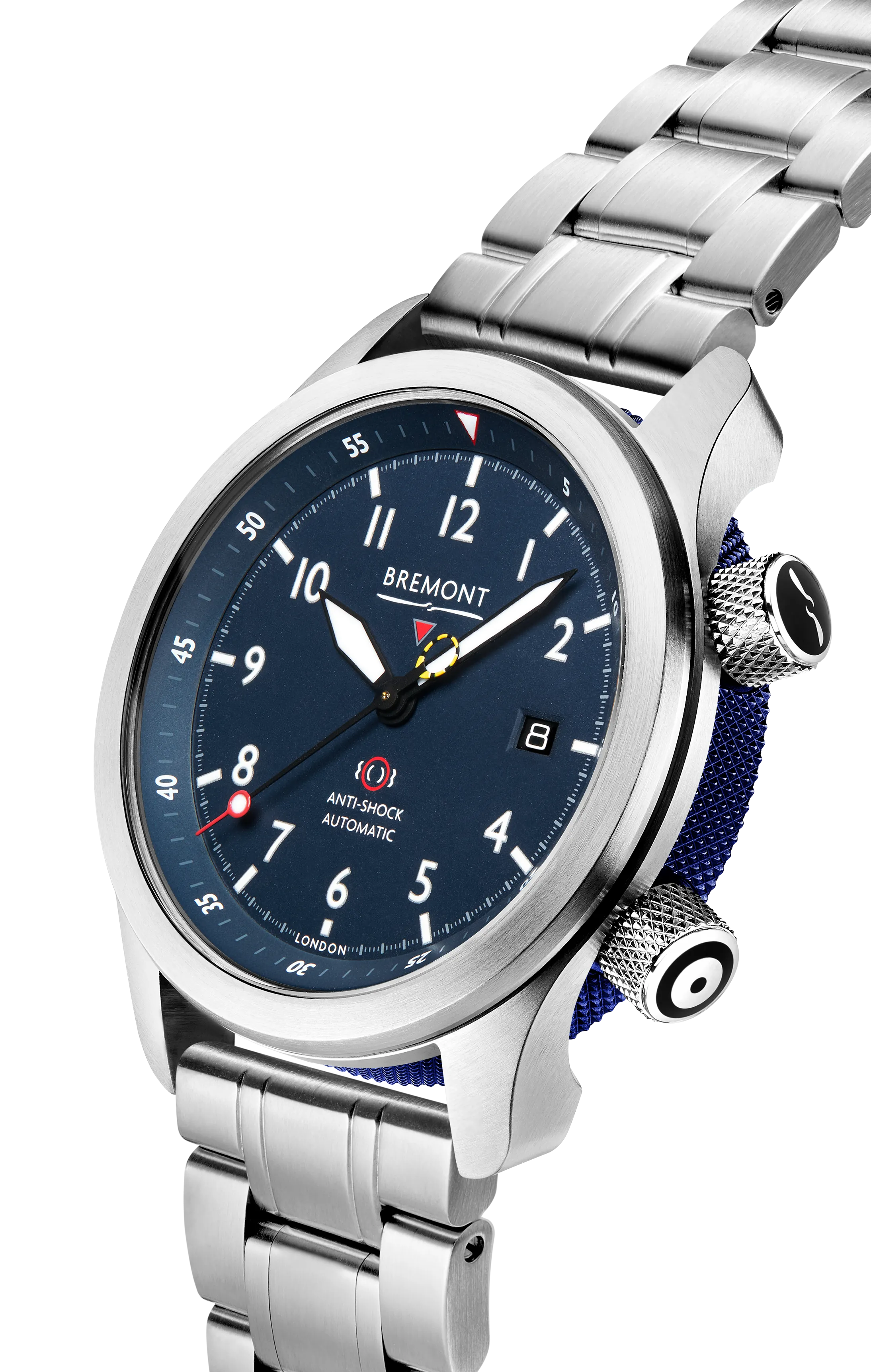 MBII Custom Stainless Steel, Blue Dial with Dark Blue Barrel & Open Case Back