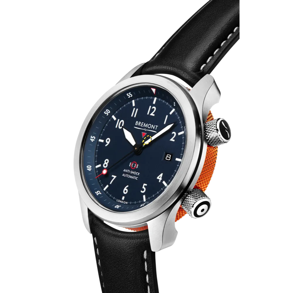 MBII Custom Stainless Steel, Blue Dial with Orange Barrel & Open Case Back