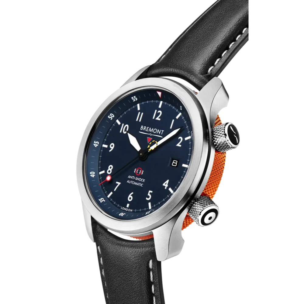 MBII Custom Stainless Steel, Blue Dial with Orange Barrel & Open Case Back