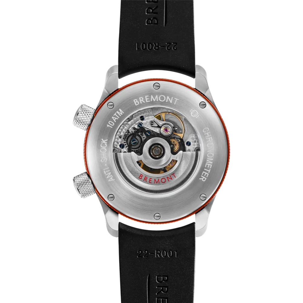 MBII Custom Stainless Steel, Blue Dial with Orange Barrel & Open Case Back