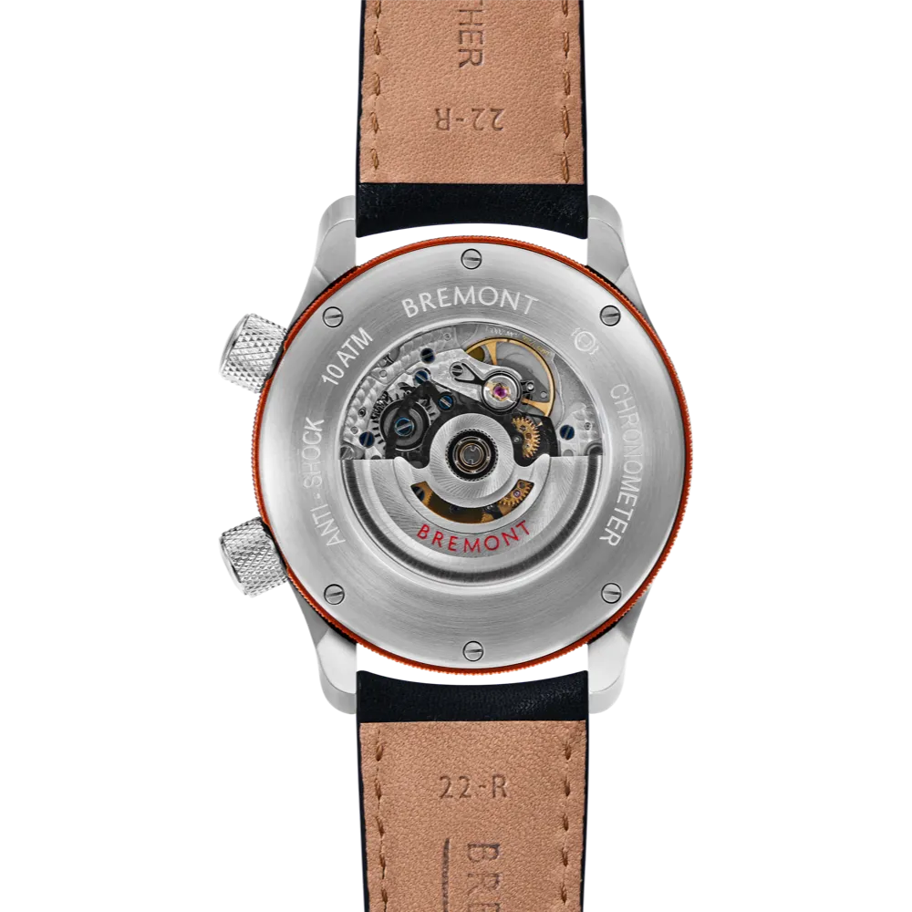 MBII Custom Stainless Steel, Blue Dial with Orange Barrel & Open Case Back