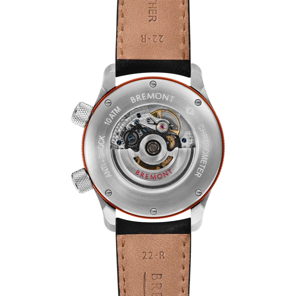 MBII Custom Stainless Steel, Blue Dial with Orange Barrel & Open Case Back