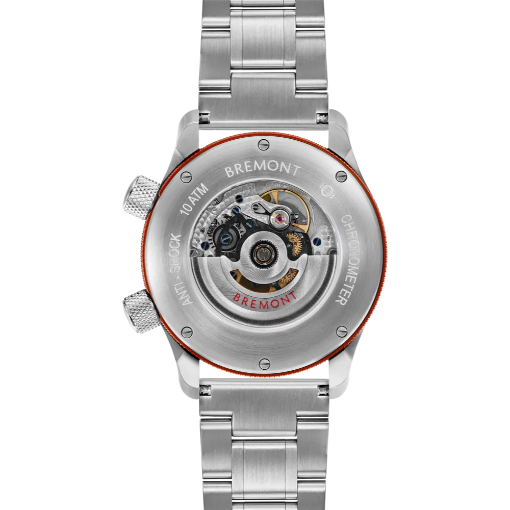 MBII Custom Stainless Steel, Blue Dial with Orange Barrel & Open Case Back