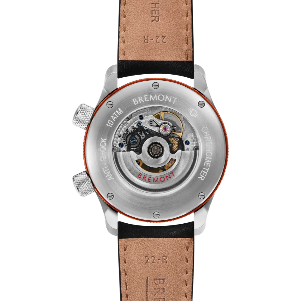 MBII Custom Stainless Steel, Blue Dial with Orange Barrel & Open Case Back