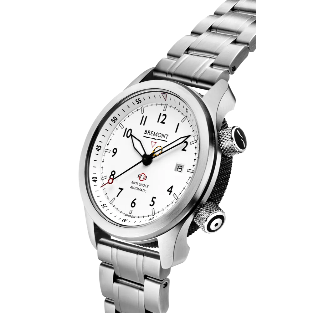 MBII Custom Stainless Steel, White Dial with Jet Barrel & Open Case Back