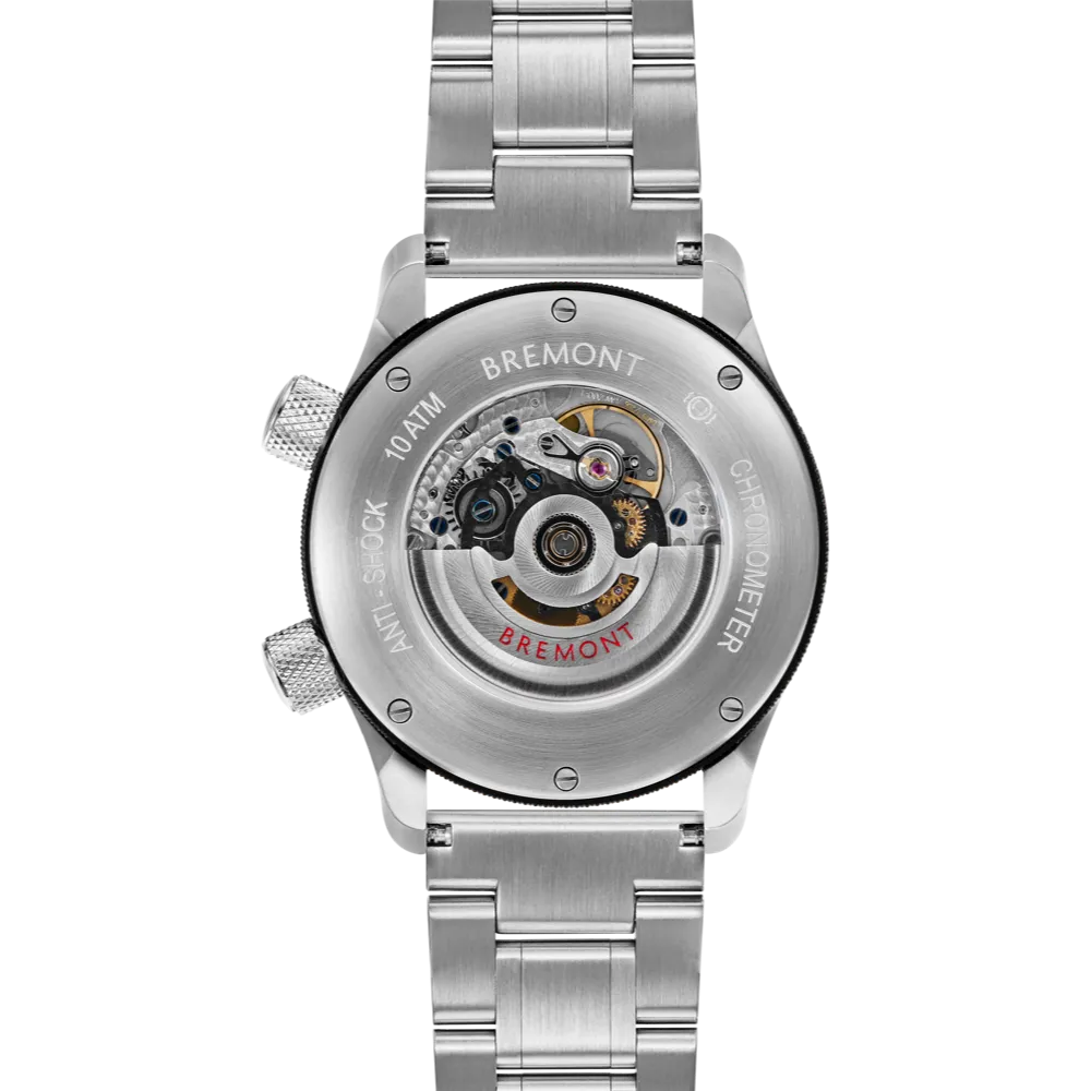 MBII Custom Stainless Steel, White Dial with Jet Barrel & Open Case Back