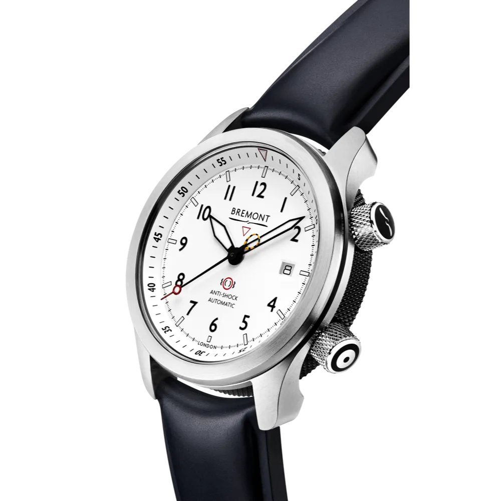 MBII Custom Stainless Steel, White Dial with Jet Barrel & Open Case Back