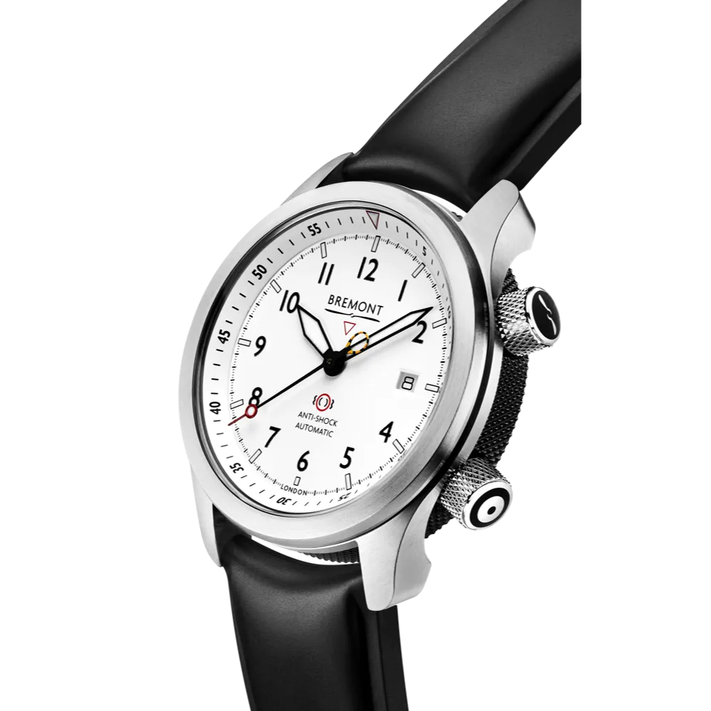 MBII Custom Stainless Steel, White Dial with Jet Barrel & Open Case Back