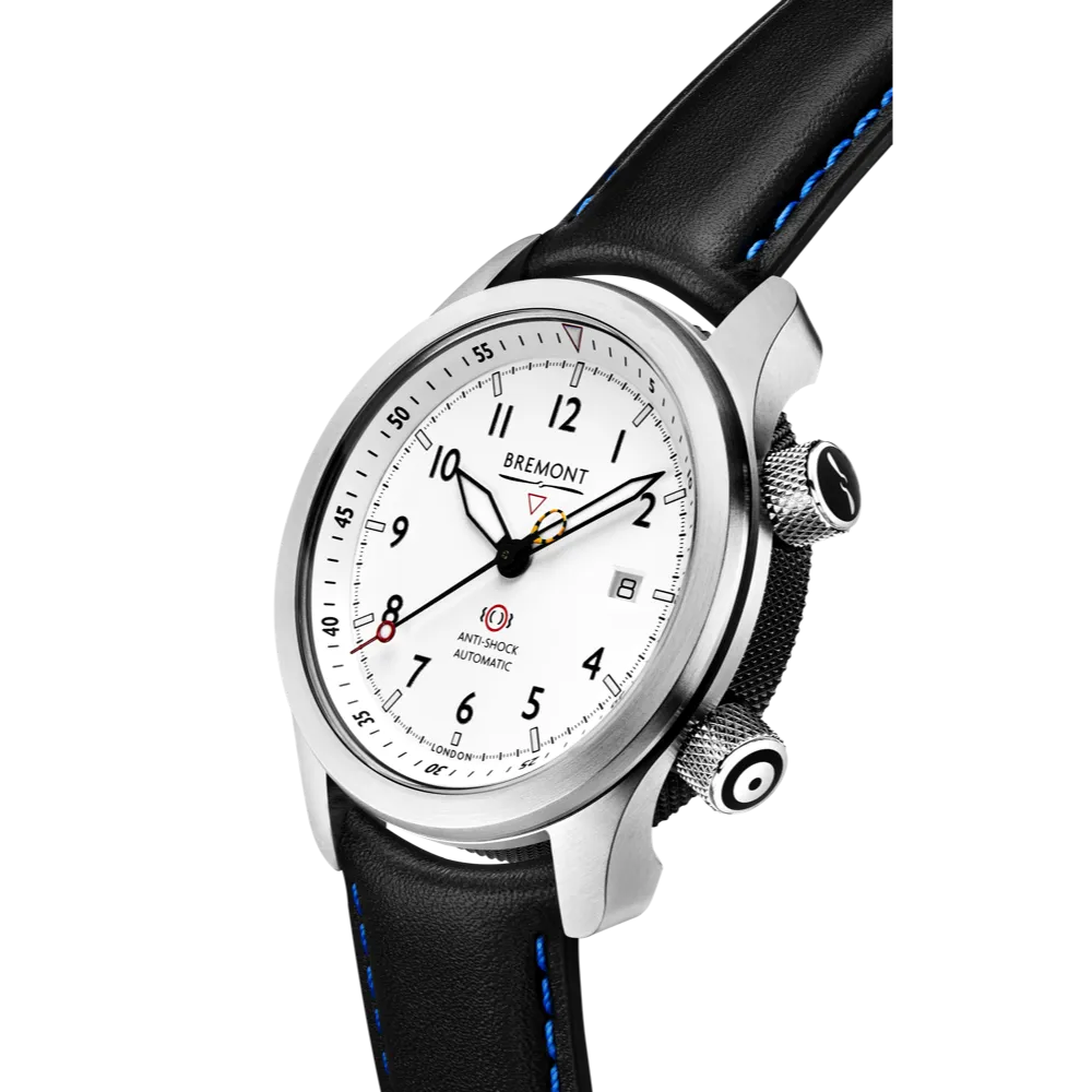 MBII Custom Stainless Steel, White Dial with Jet Barrel & Open Case Back
