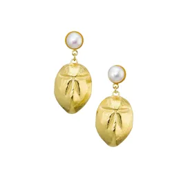 Mellita - small urchin with pearls - long earrings - silver 925 - gold plated