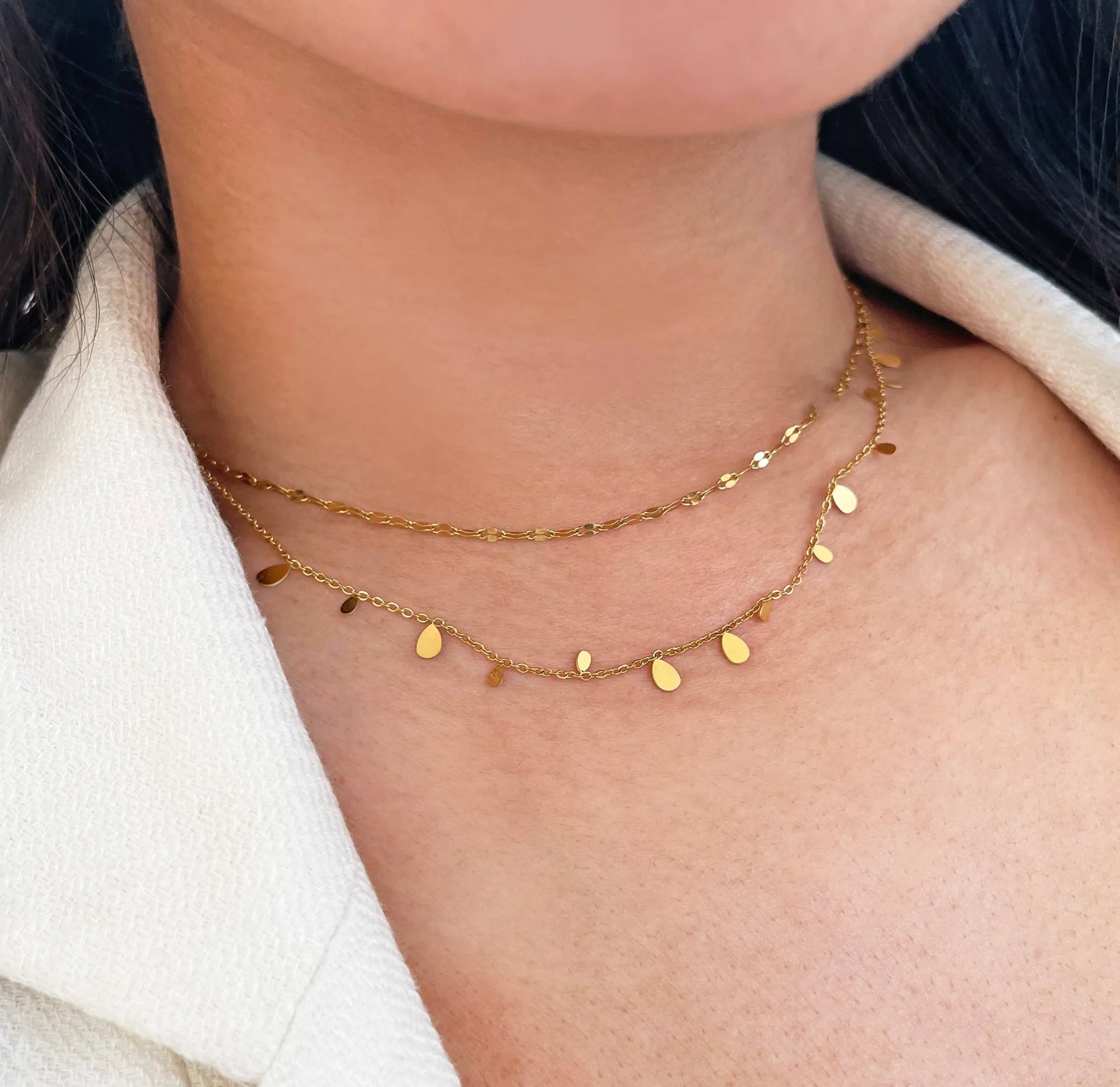 MIRANDA GOLD DAINTY TEARDROP NECKLACE