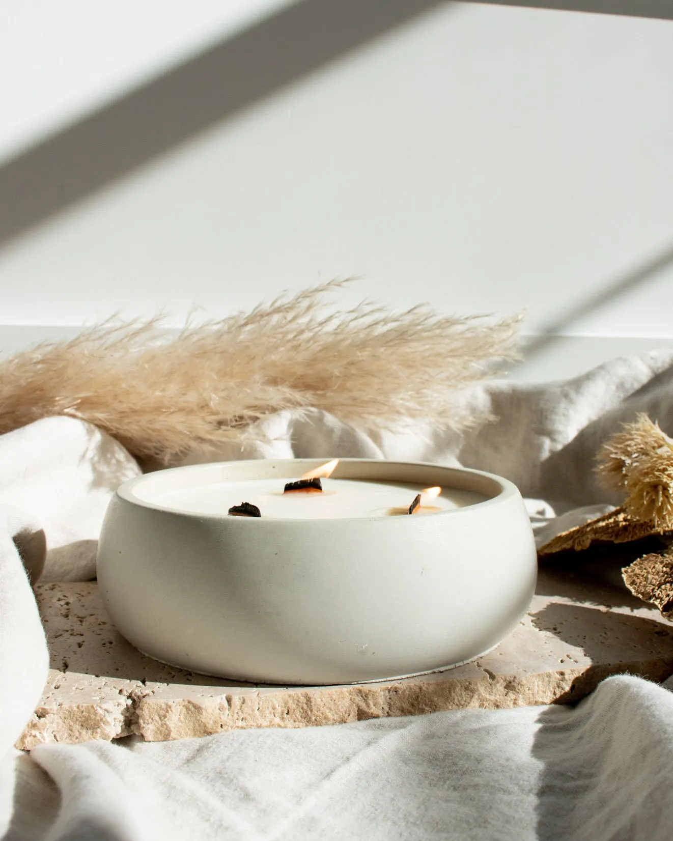 Mojave Dreams Coconut Soy Candle - Concrete Wooden Wick Vessel