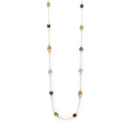 Multi Stone Madness! 25" 14 Karat Gold Plated Multi Stone Necklace