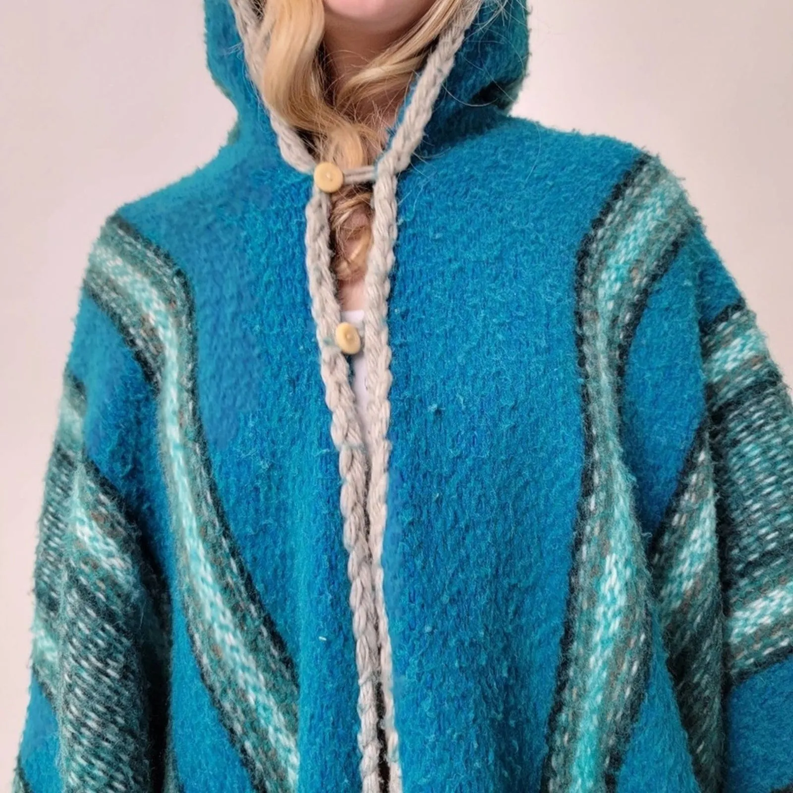 One of a Kind 70's Mod Knit Fringe Poncho Shrug