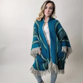 One of a Kind 70's Mod Knit Fringe Poncho Shrug