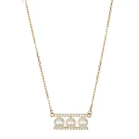 Pearl Bar Pendant Necklace gold