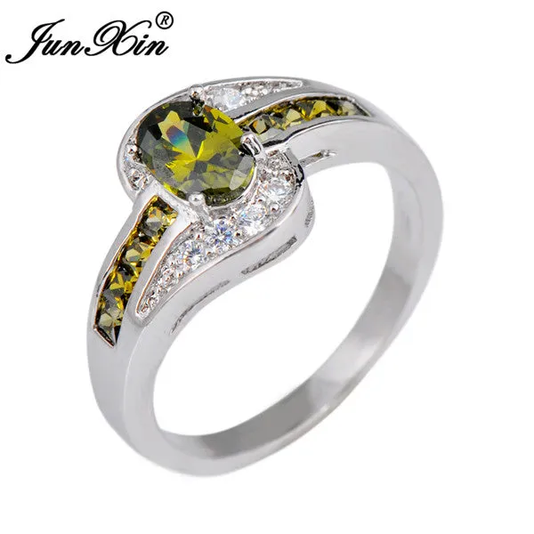 Peridot Gold Filled Jewelry Vintage Oval Wedding Rings
