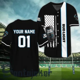 Personalized American Flag Bud Light Panther Baseball Jersey