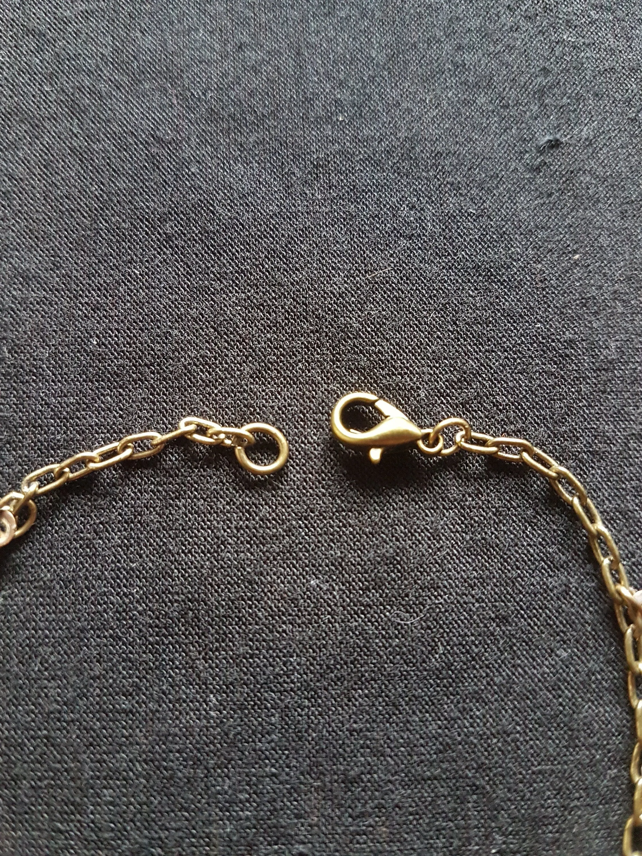 Pink Gem Stone Silver Leaf Antique Bronze Bracelet