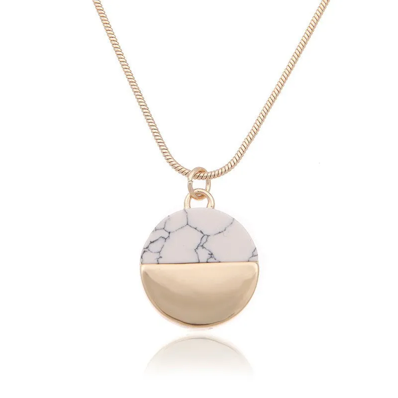 "Thunder" Gold Dipped Marble Necklace Pendant