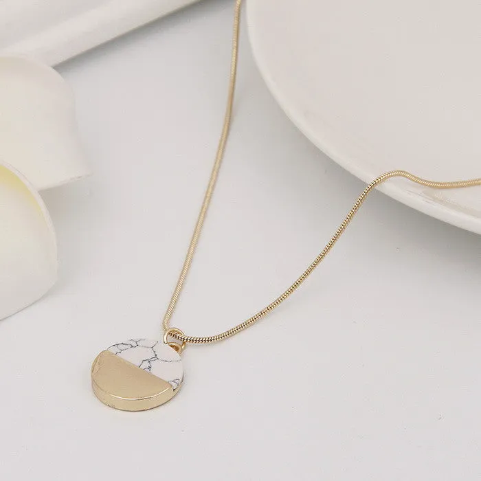 "Thunder" Gold Dipped Marble Necklace Pendant