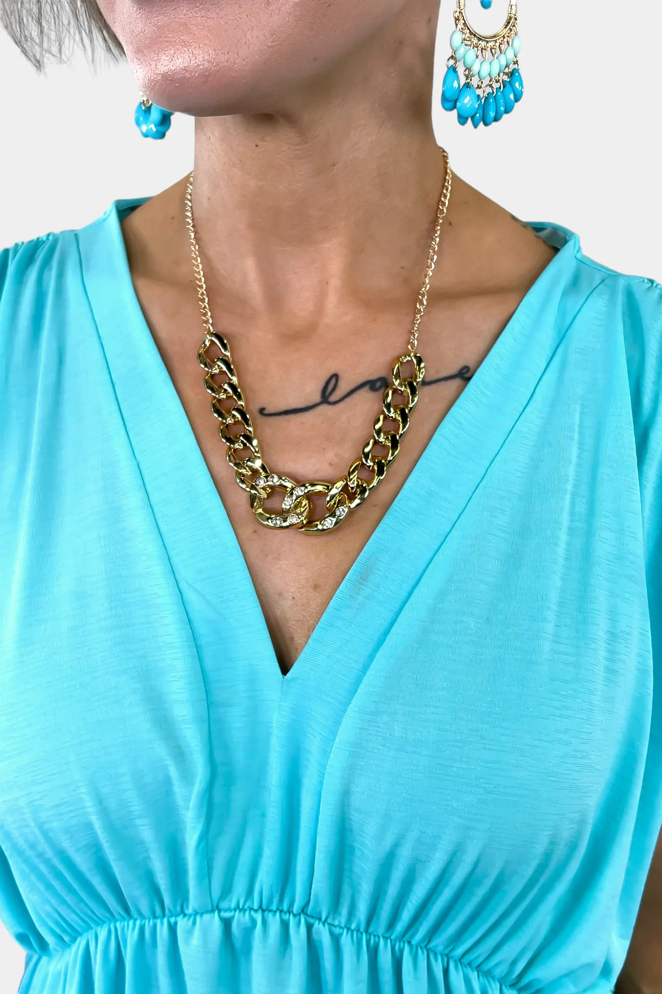 Rhinestone Chain Link Necklace