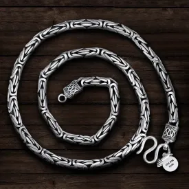 Silver Color 5mm Men's Necklace Pingan Pattern Retro Personality Men's Trendy Thick and Long Jewelry Accessories