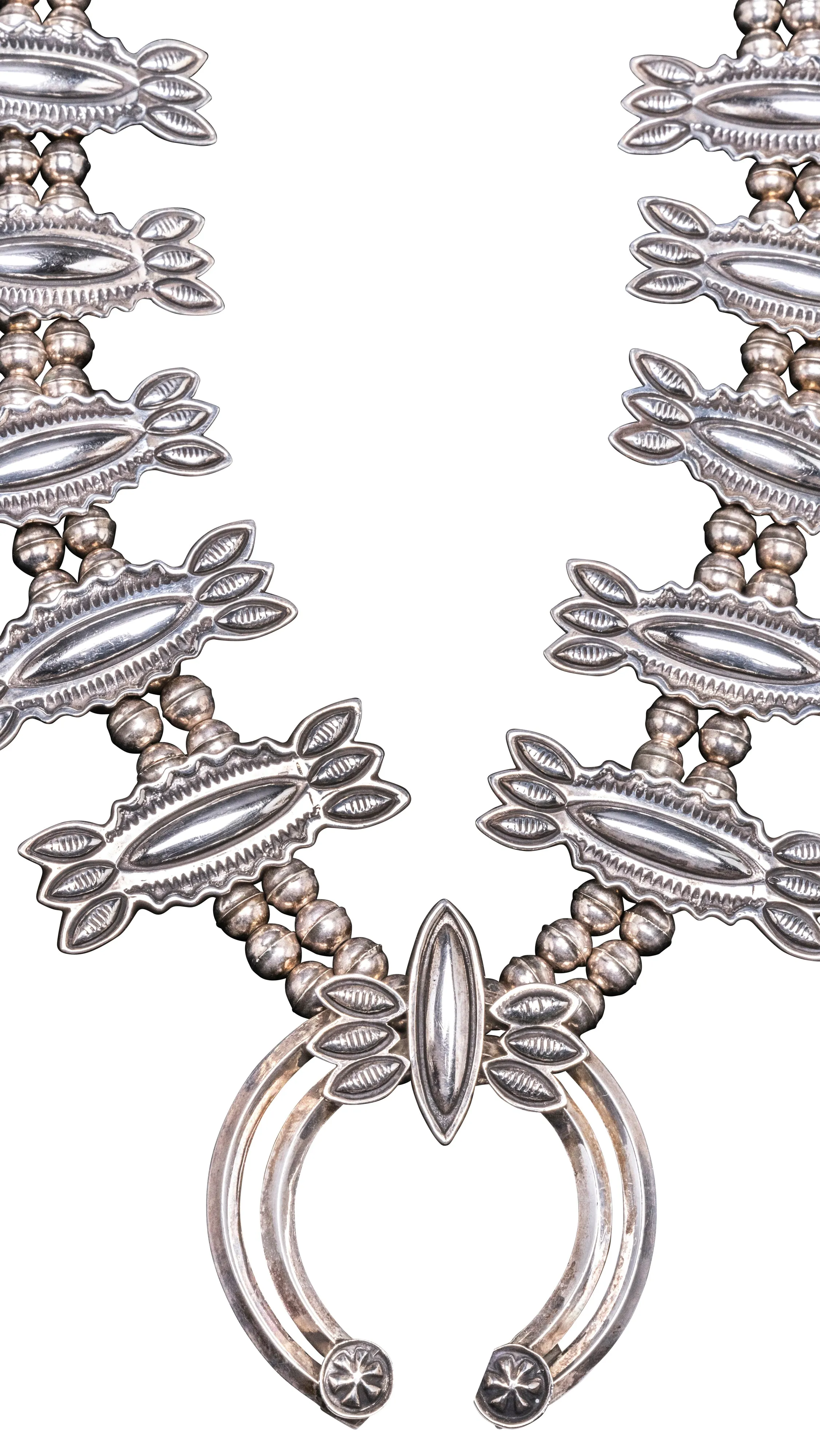 Silver Repossé Squash Blossom Necklace | Navajo Handmade