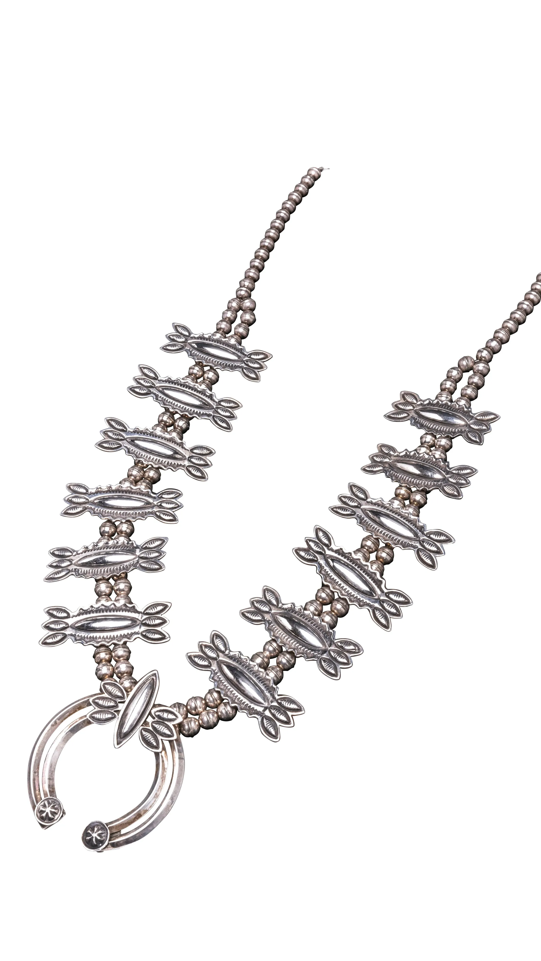 Silver Repossé Squash Blossom Necklace | Navajo Handmade